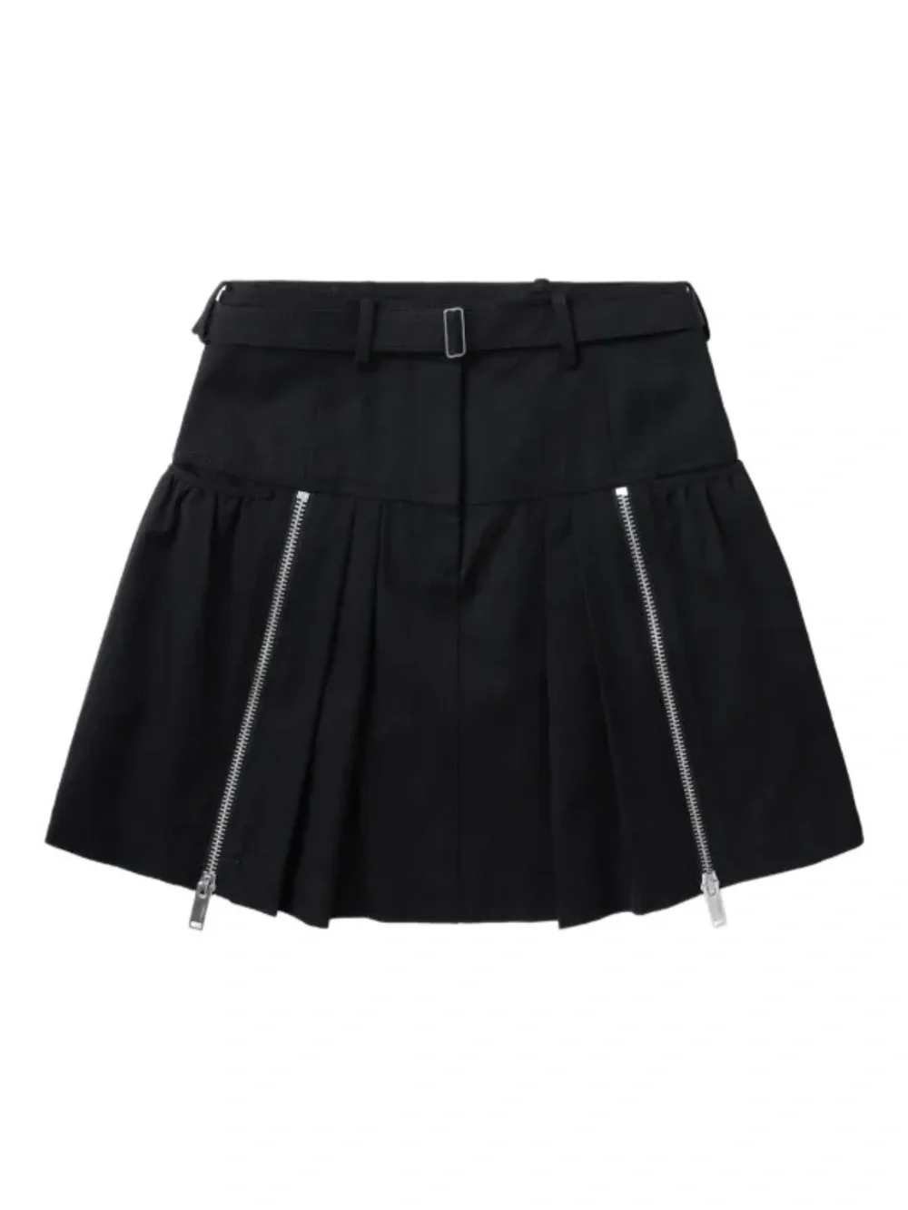 3.1 Phillip Lim Double Zip Utility Skirt Black Pleated Belted Mini Size 10